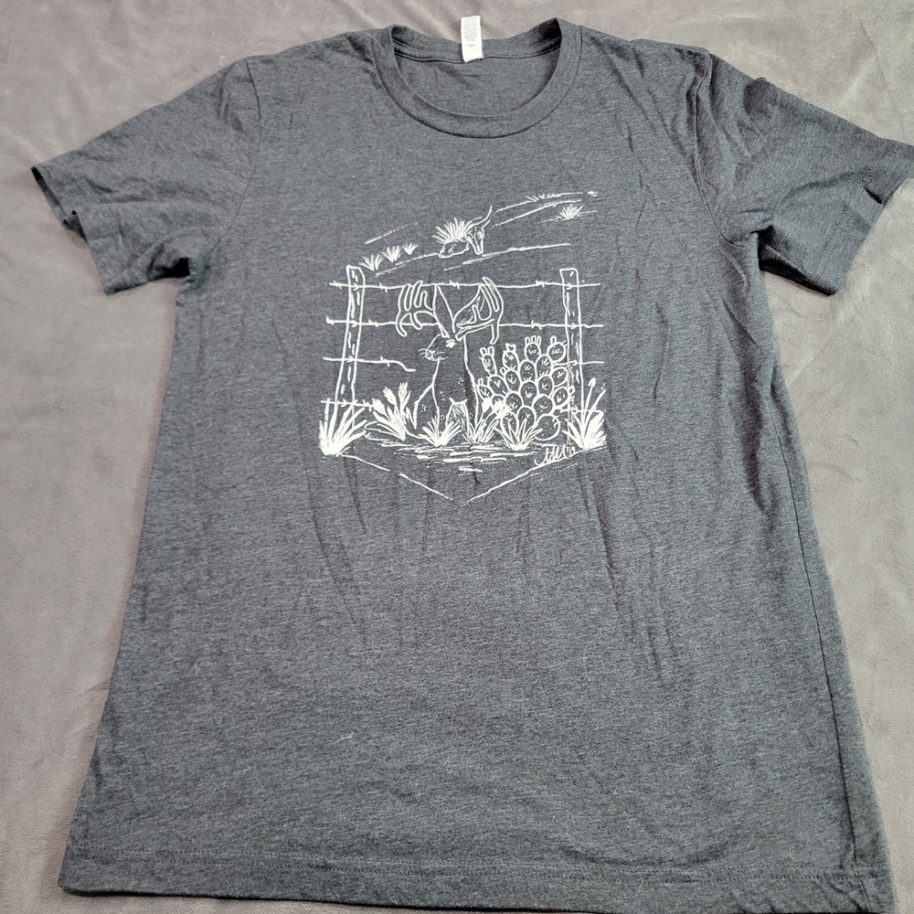 Bella Canvas Women Jackalope Desert Graphic T-Shirt Heather Charcoal Grey Size M